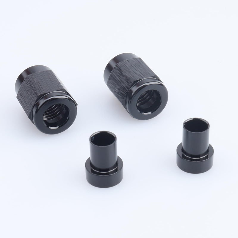 AC PERFORMANCE -3 AN Female Tube Nut and Sleeve Hardline Fitting for 3/16" OD Tubing, Black Aluminum, Pack of 2 - Image 2